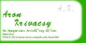 aron krivacsy business card